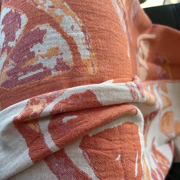Orange - Grapefruit Blanket Wrap Towel Sarong Loom Weave 2 Sides Handcrafted NEW - Picture 6 of 7
